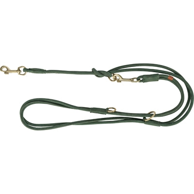 Trixie Dog Lead Pure Adjustable Round Stitched Leather Sage Green