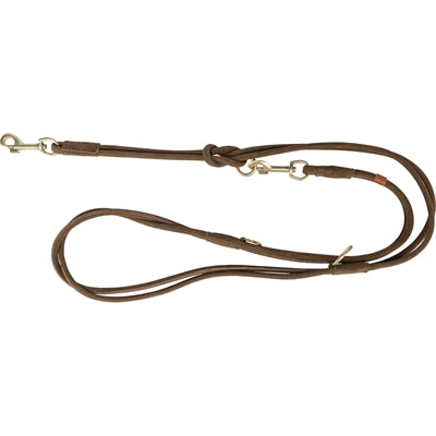 Trixie Dog Lead Pure Adjustable Round Stitched Leather Brown