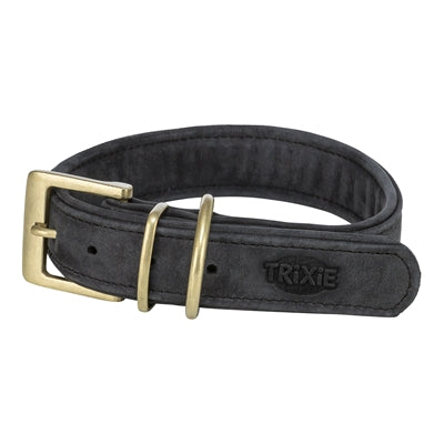 Trixie Dog Collar Genuine Leather Black